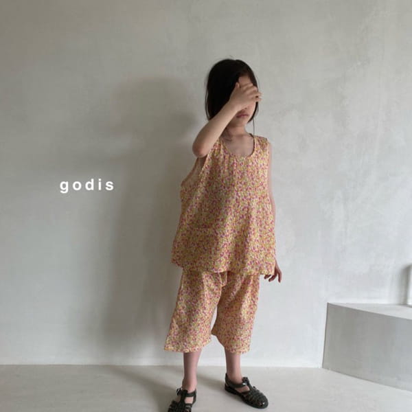 GODIS - Korean Children Fashion - #Kfashion4kids - Gauze Flower Top Bottom Set - 4
