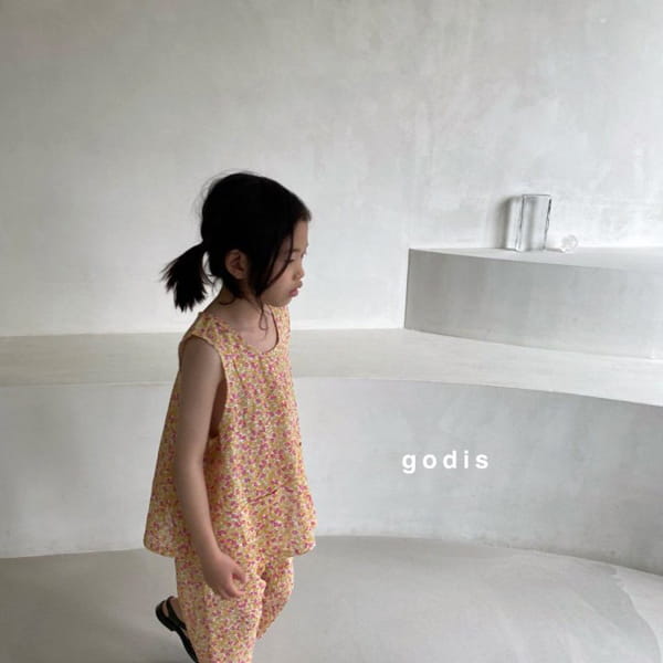 GODIS - Korean Children Fashion - #Kfashion4kids - Gauze Flower Top Bottom Set - 5