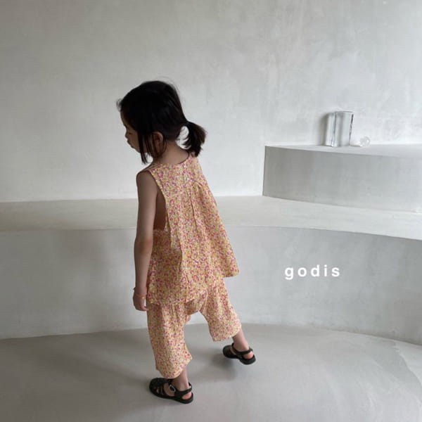 GODIS - Korean Children Fashion - #Kfashion4kids - Gauze Flower Top Bottom Set - 6