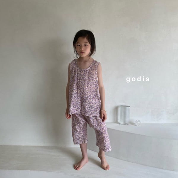 GODIS - Korean Children Fashion - #Kfashion4kids - Gauze Flower Top Bottom Set - 8