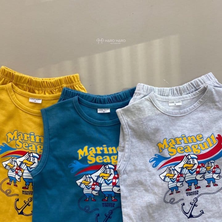 HARO HARO - Korean Children Fashion - #Kfashion4kids - Marine Duck Boxy Sleeveless Bottom Set - 2