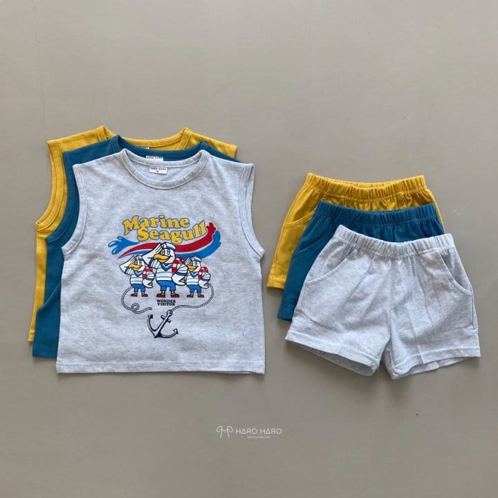 HARO HARO - Korean Children Fashion - #Kfashion4kids - Marine Duck Boxy Sleeveless Bottom Set - 3