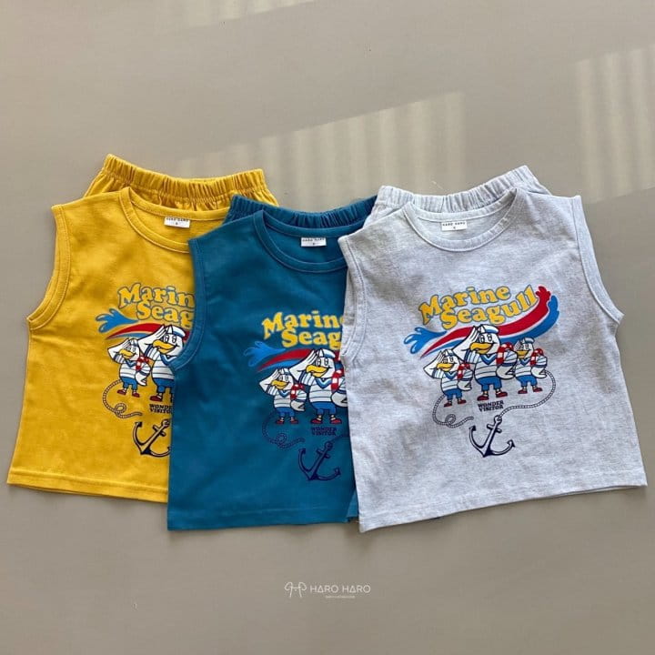 HARO HARO - Korean Children Fashion - #Kfashion4kids - Marine Duck Boxy Sleeveless Bottom Set - 5