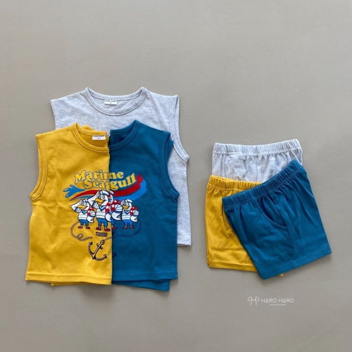 HARO HARO - Korean Children Fashion - #Kfashion4kids - Marine Duck Boxy Sleeveless Bottom Set - 7