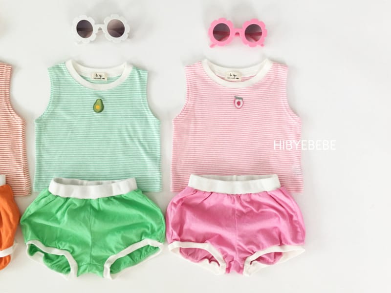 HI BYEBEBE - Korean Children Fashion - #Kfashion4kids - Sweet Stripes Sleeveless Bottom Set - 8