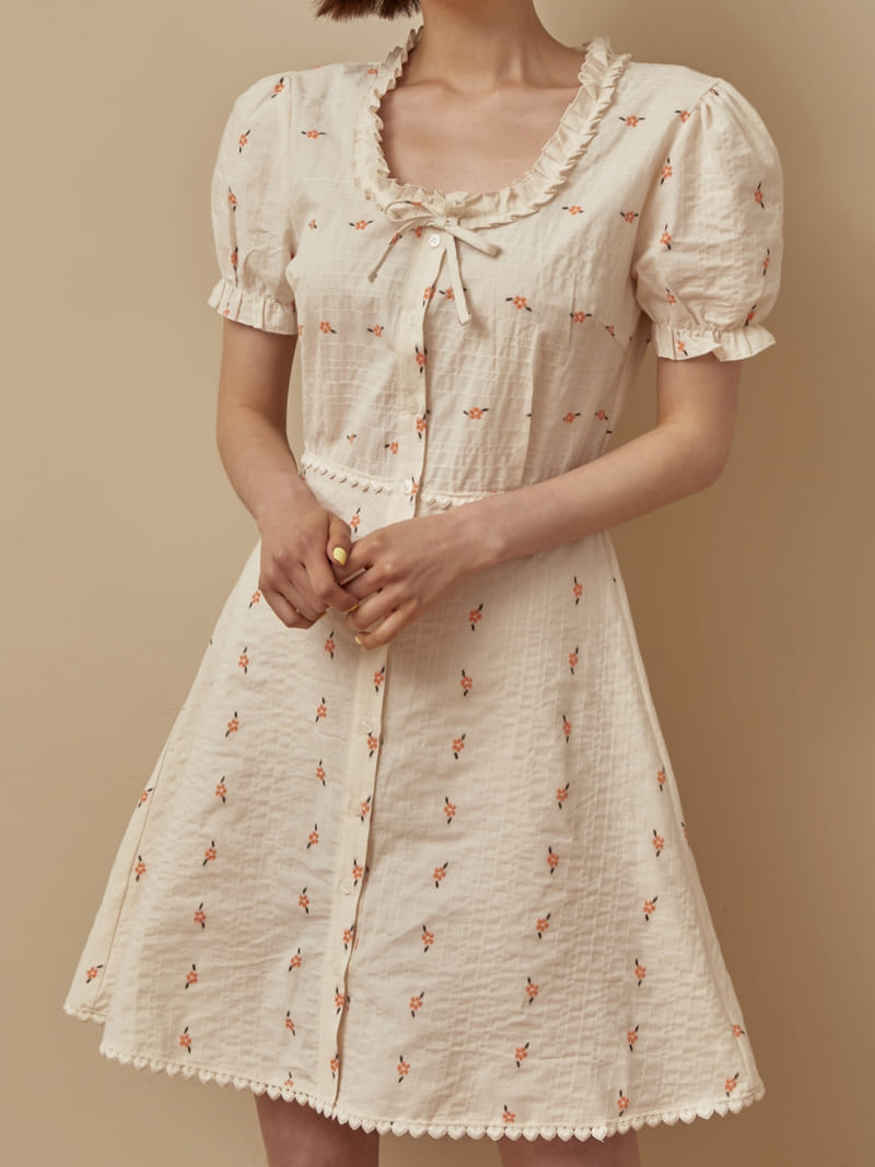 HIVER - Korean Children Fashion - #Kfashion4kids - Touch Embroidery One-piece