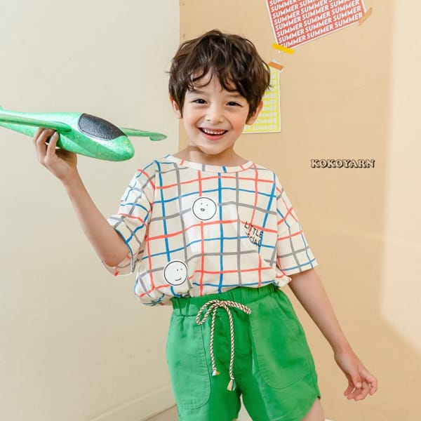KOKOYARN - Korean Children Fashion - #Kfashion4kids - Check Square Tee