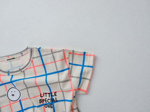 KOKOYARN - Korean Children Fashion - #Kfashion4kids - Check Square Tee - 10