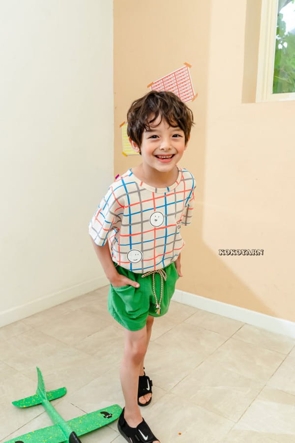 KOKOYARN - Korean Children Fashion - #Kfashion4kids - Check Square Tee - 11