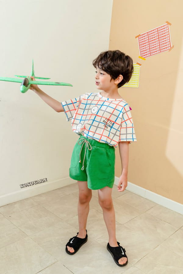 KOKOYARN - Korean Children Fashion - #Kfashion4kids - Check Square Tee - 3
