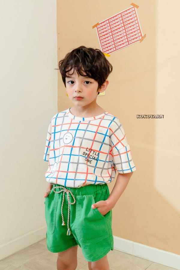 KOKOYARN - Korean Children Fashion - #Kfashion4kids - Check Square Tee - 4