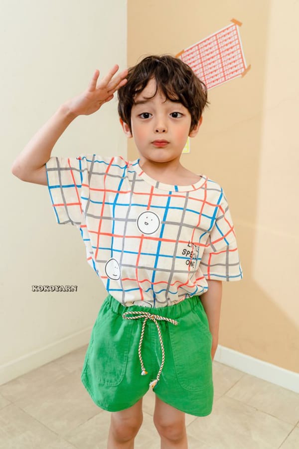KOKOYARN - Korean Children Fashion - #Kfashion4kids - Check Square Tee - 7