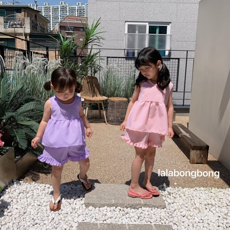 LALABONGBONG - Korean Children Fashion - #Kfashion4kids - Gobang Frill Top Bottom Set