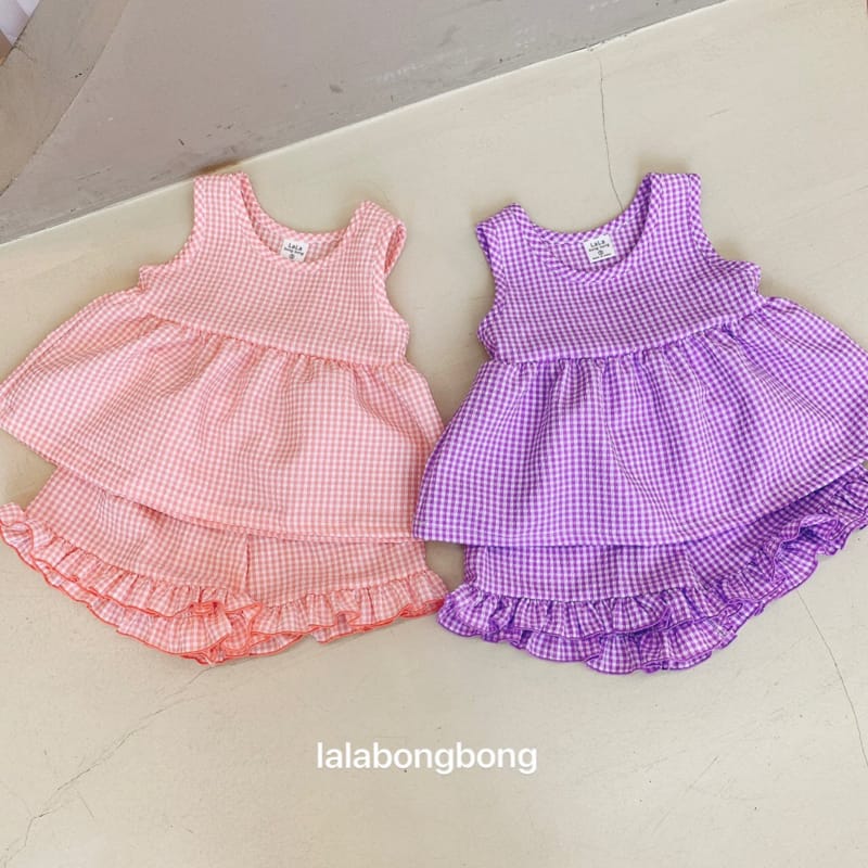 LALABONGBONG - Korean Children Fashion - #Kfashion4kids - Gobang Frill Top Bottom Set - 2