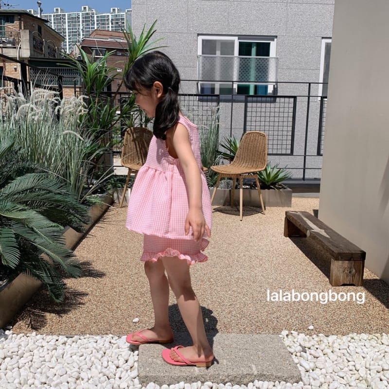 LALABONGBONG - Korean Children Fashion - #Kfashion4kids - Gobang Frill Top Bottom Set - 4