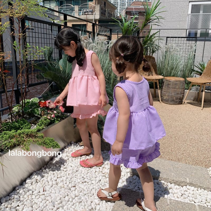 LALABONGBONG - Korean Children Fashion - #Kfashion4kids - Gobang Frill Top Bottom Set - 6