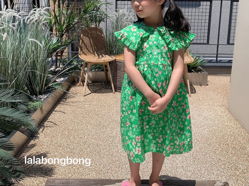 LALABONGBONG - Korean Children Fashion - #Kfashion4kids - Collar Flower One-piece - 3