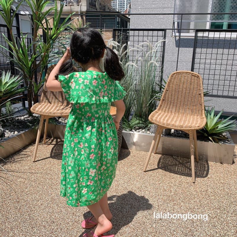 LALABONGBONG - Korean Children Fashion - #Kfashion4kids - Collar Flower One-piece - 4
