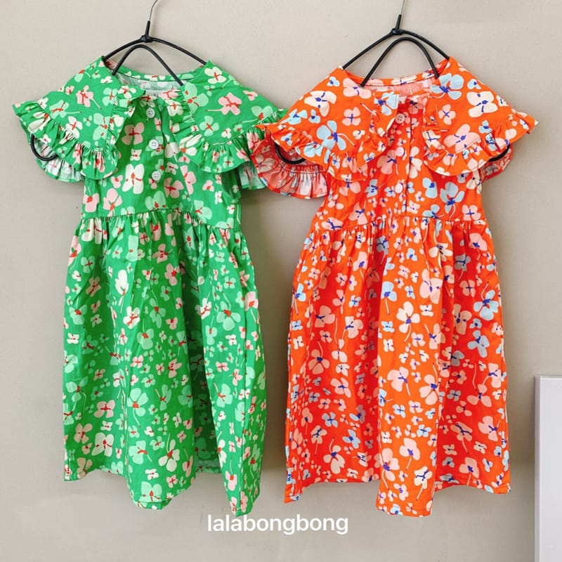 LALABONGBONG - Korean Children Fashion - #Kfashion4kids - Collar Flower One-piece - 5
