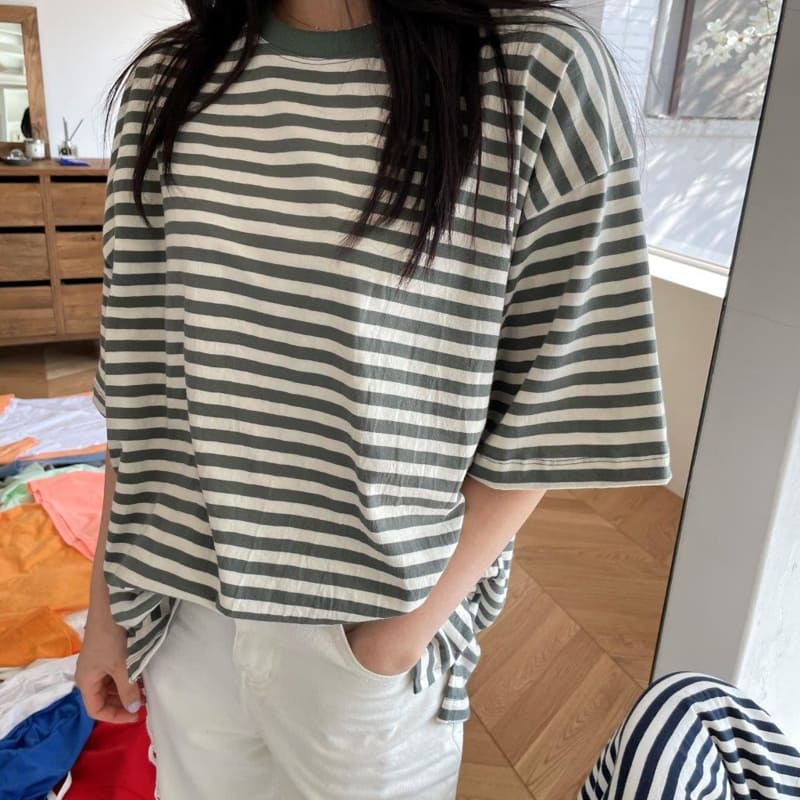 LE REVE - Korean Children Fashion - #Kfashion4kids - Slit Stripes Tee