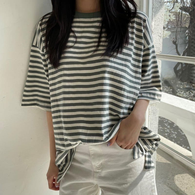 LE REVE - Korean Children Fashion - #Kfashion4kids - Slit Stripes Tee - 2