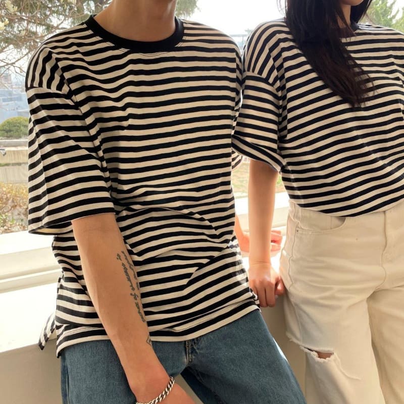 LE REVE - Korean Children Fashion - #Kfashion4kids - Slit Stripes Tee - 8
