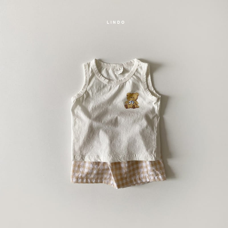 LINDO - Korean Children Fashion - #Kfashion4kids - Bear Check Top Bottom Set
