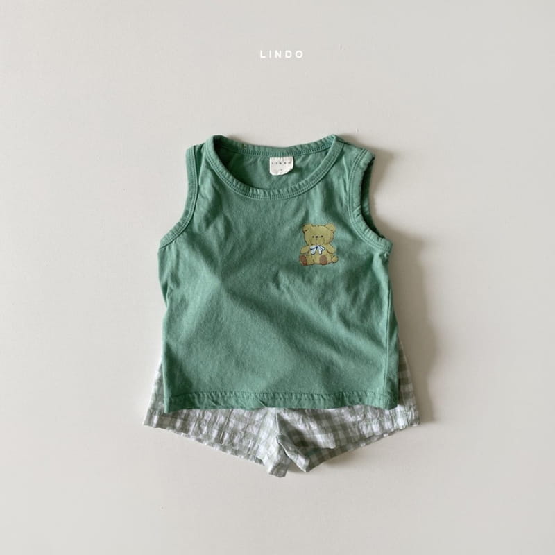 LINDO - Korean Children Fashion - #Kfashion4kids - Bear Check Top Bottom Set - 2