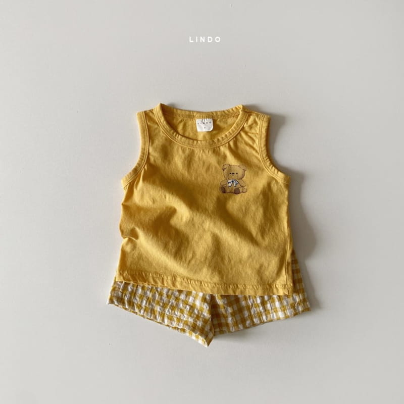 LINDO - Korean Children Fashion - #Kfashion4kids - Bear Check Top Bottom Set - 3