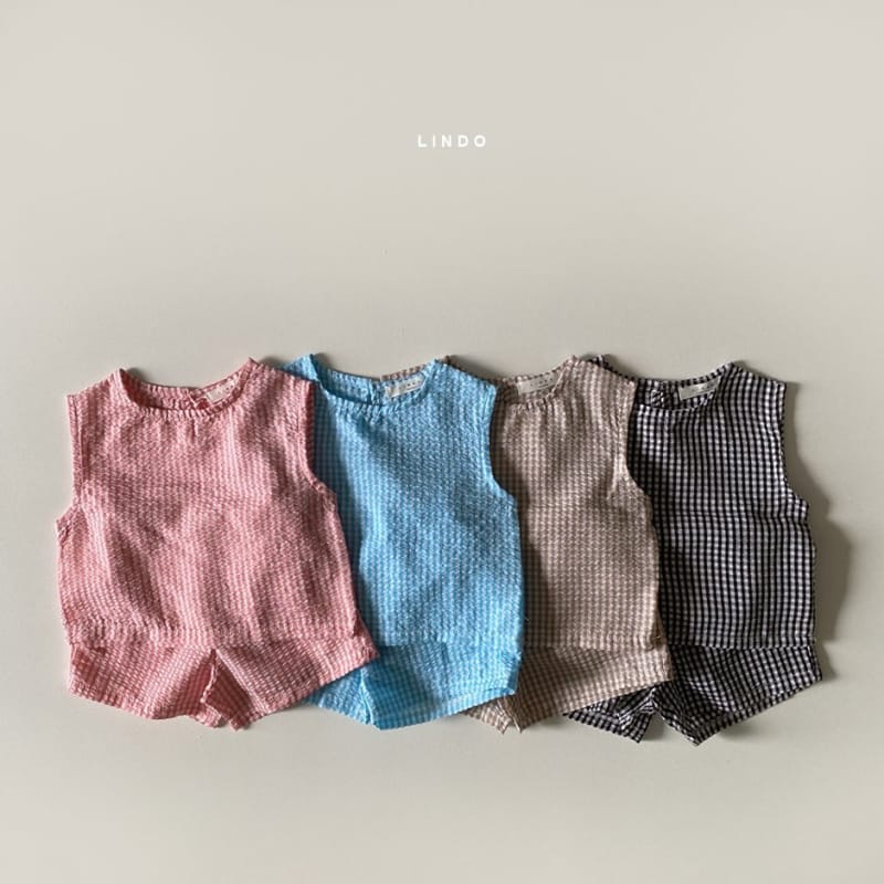 LINDO - Korean Children Fashion - #Kfashion4kids - Check Mi Top Bottom Set