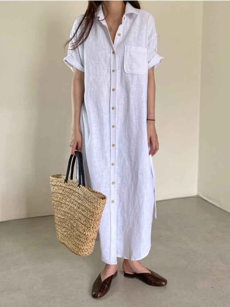 LOUNGE VERA - Korean Children Fashion - #Kfashion4kids - Linen 100 Shirt One-piece - 4