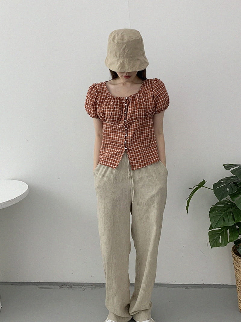 LOUNGE VERA - Korean Children Fashion - #Kfashion4kids - Pumpkin Check Blouse
