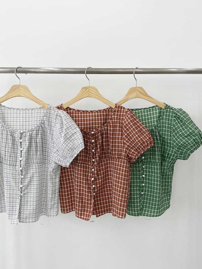 LOUNGE VERA - Korean Children Fashion - #Kfashion4kids - Pumpkin Check Blouse - 10