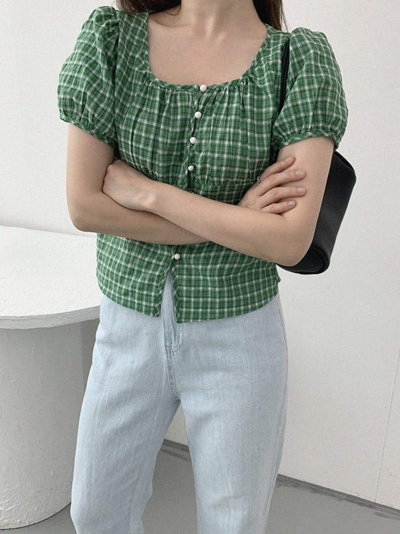 LOUNGE VERA - Korean Children Fashion - #Kfashion4kids - Pumpkin Check Blouse - 5