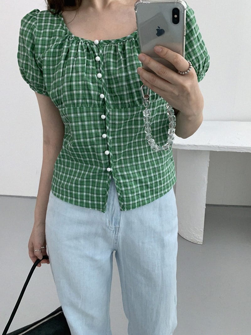 LOUNGE VERA - Korean Children Fashion - #Kfashion4kids - Pumpkin Check Blouse - 7