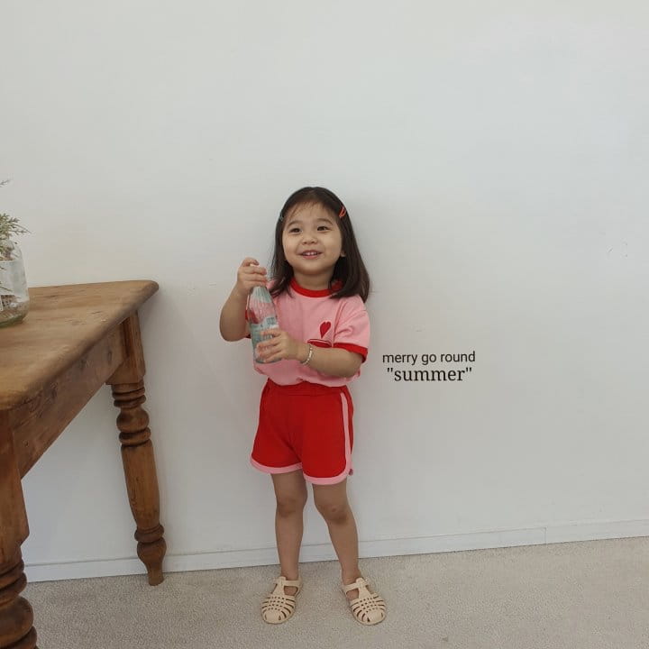 MERRY GO ROUND - Korean Children Fashion - #Kfashion4kids - Heart Surfing Top Bottom Set - 6