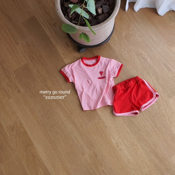 MERRY GO ROUND - Korean Children Fashion - #Kfashion4kids - Heart Surfing Top Bottom Set - 9