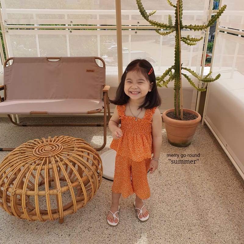 MERRY GO ROUND - Korean Children Fashion - #Kfashion4kids - Smocked Small Flower Top Bottom Set - 12