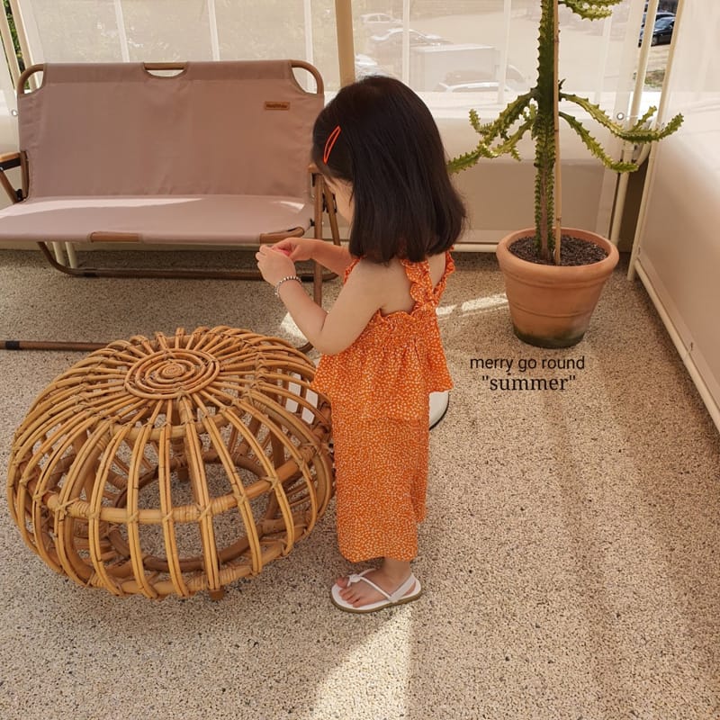 MERRY GO ROUND - Korean Children Fashion - #Kfashion4kids - Smocked Small Flower Top Bottom Set - 3