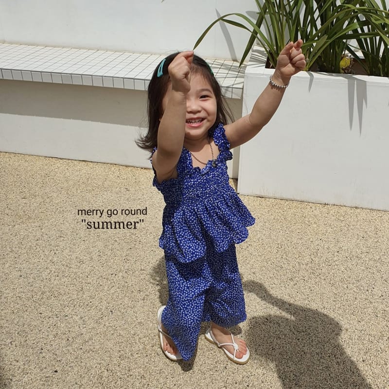 MERRY GO ROUND - Korean Children Fashion - #Kfashion4kids - Smocked Small Flower Top Bottom Set - 6