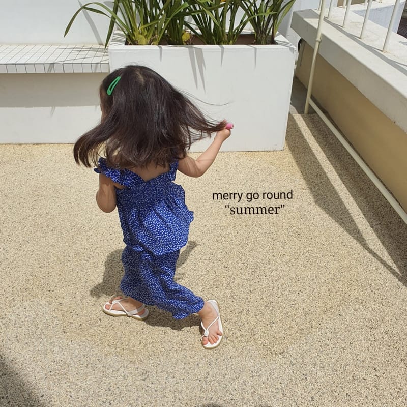 MERRY GO ROUND - Korean Children Fashion - #Kfashion4kids - Smocked Small Flower Top Bottom Set - 8