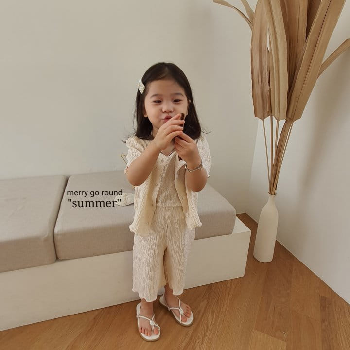 MERRY GO ROUND - Korean Children Fashion - #Kfashion4kids - Wrinkle Cardigan Sleeveless Bottom Set - 3