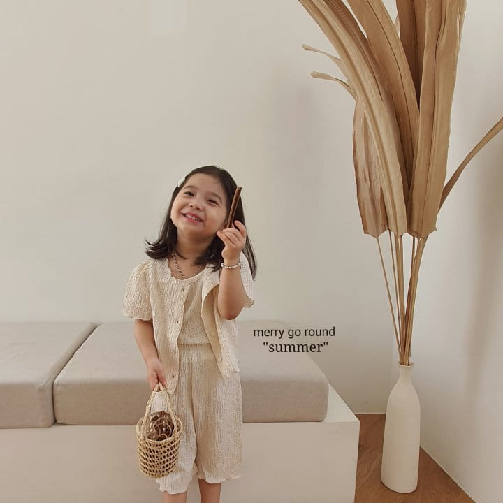 MERRY GO ROUND - Korean Children Fashion - #Kfashion4kids - Wrinkle Cardigan Sleeveless Bottom Set - 4