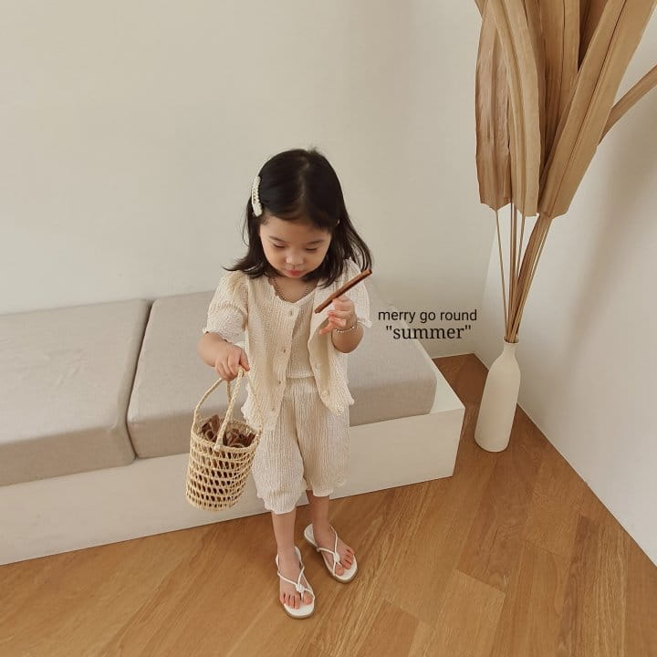 MERRY GO ROUND - Korean Children Fashion - #Kfashion4kids - Wrinkle Cardigan Sleeveless Bottom Set - 5