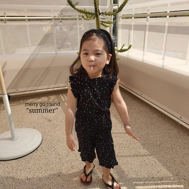 MERRY GO ROUND - Korean Children Fashion - #Kfashion4kids - Dots Pleats Top Bottom Set - 3