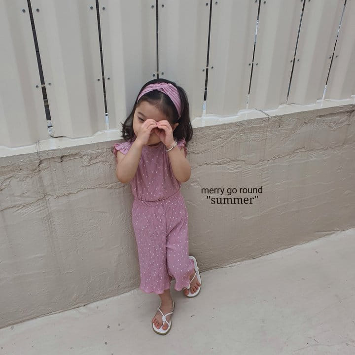 MERRY GO ROUND - Korean Children Fashion - #Kfashion4kids - Dots Pleats Top Bottom Set - 8