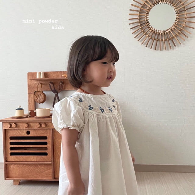 MINI POWDER - Korean Children Fashion - #Kfashion4kids - Linen Embroidery One-piece - 3