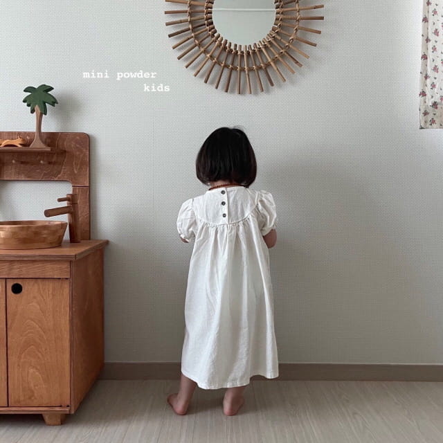 MINI POWDER - Korean Children Fashion - #Kfashion4kids - Linen Embroidery One-piece - 5