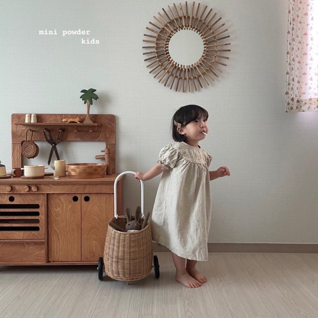 MINI POWDER - Korean Children Fashion - #Kfashion4kids - Linen Embroidery One-piece - 6