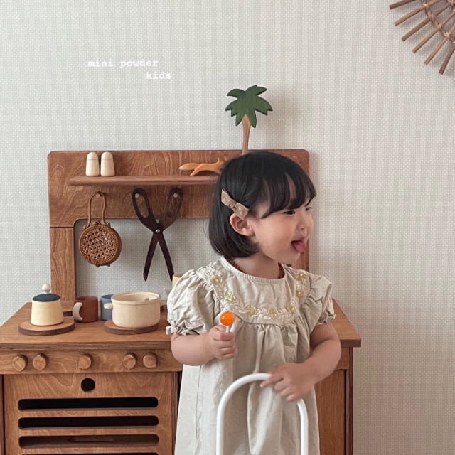 MINI POWDER - Korean Children Fashion - #Kfashion4kids - Linen Embroidery One-piece - 7